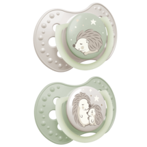 LOVI Silicone Dynamic Soother 0-6m 2 pcs Night&Day Hedgehog
