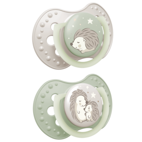 LOVI Silicone Dynamic Soother 0-6m 2 pcs Night&Day Hedgehog