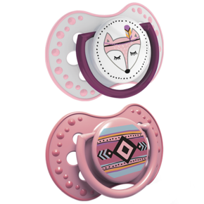 LOVI Dudlík silikonový dynamický 18m+ 2ks Indian Summer holka