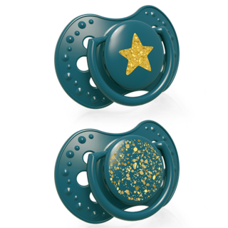Пустышка LOVI Stardust динамическая 0-3 мес., зеленый 2 шт.