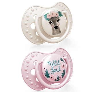 Пустышка LOVI Wild Soul динамическая 6-18 мес., для девочек, 2 шт.