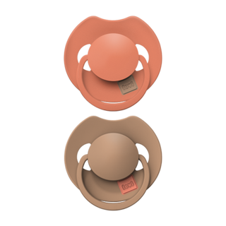 LOVI Prime Chupeta dinâmica de silicone 18+m 2 peças Granola/Laranja