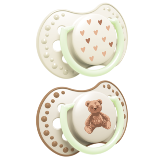 LOVI Silicone Dynamic Soother 0-6m 2 pcs Teddy Love