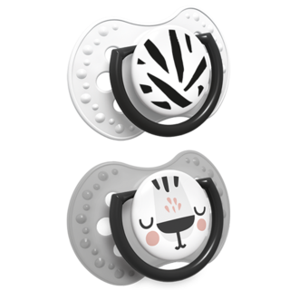 LOVI silikoninis dinaminis čiulptukas 0-3m 2 vnt Salt & Pepper