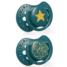 LOVI Динамические силиконовые пустышки 0-3 мес  2 шт. Stardust - зеленая