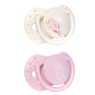 LOVI Mini dudlík silikonový dynamický PETITE ROSE 0-2m 2ks holka