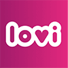 Надпись lovi белыми буквами на розовом фоне.