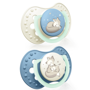 Chupetes dinámicos LOVI Night&Day (2 ud.) 0-3 meses Azul